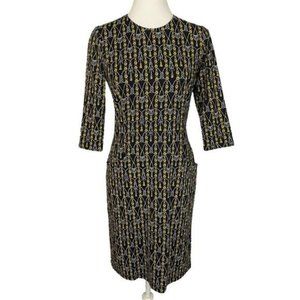 J. McLaughlin Black and Gold Patterned Dress